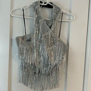 Zara Sequin Halter, Size Medium